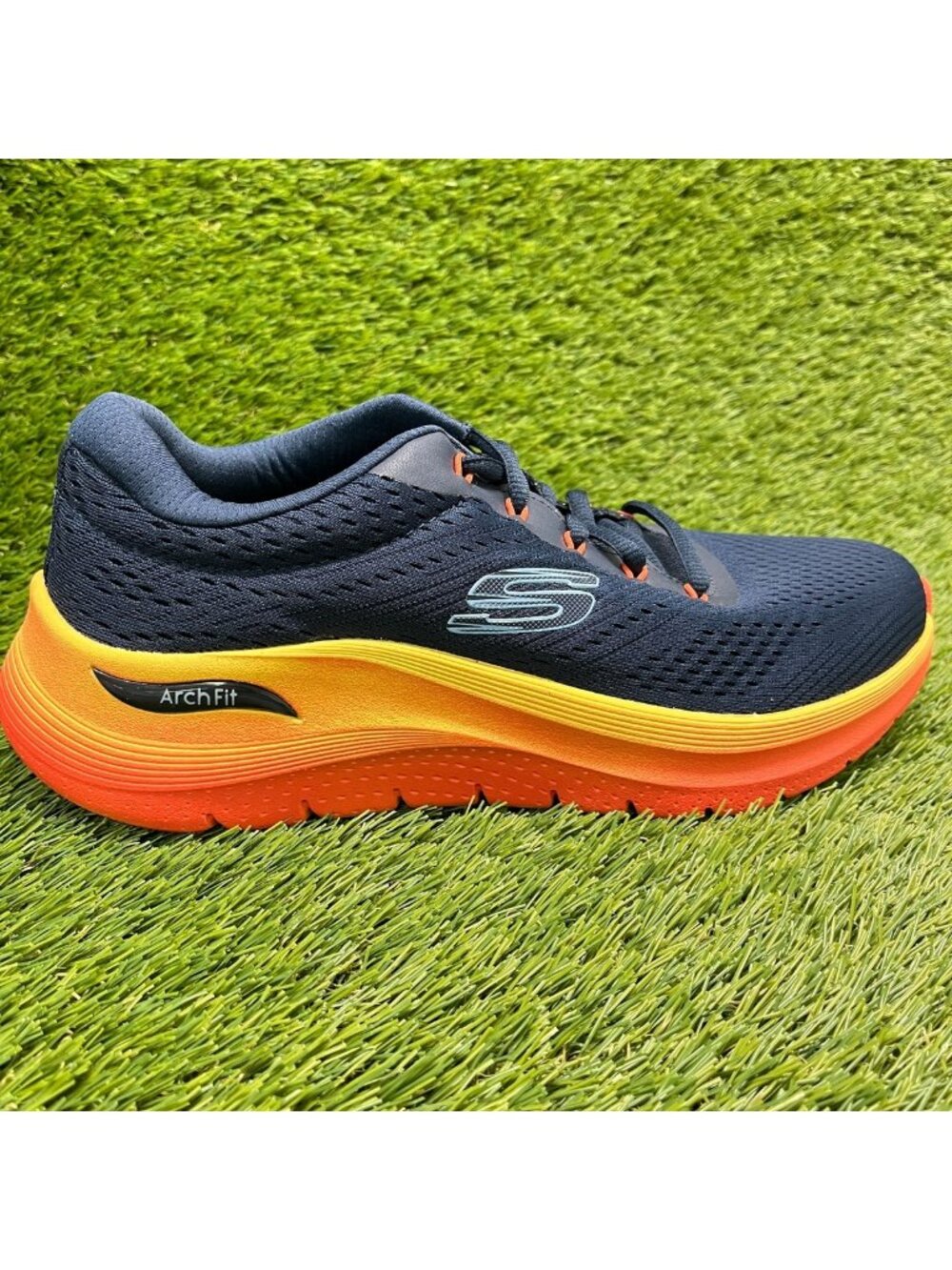 Skechers Arch Fit 2.0 Mens Size 8.5 Blue Orange Athletic Running Shoes Sneakers